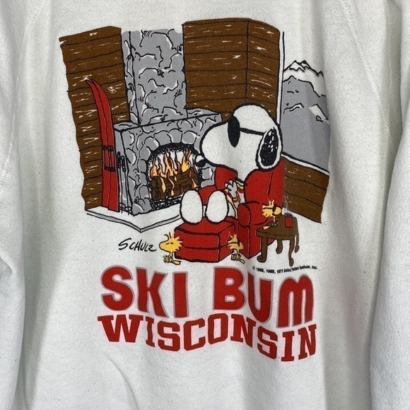 Vintage Artex Snoopy Ski Bum Wisconsin Sweatshirt Crewneck Sweatshirt Size XL - Picture 3 of 11